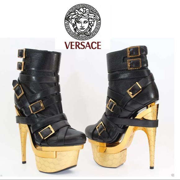 NWT Versace Bondage Triple Platform Leather Bootie - Picture 3 of 12